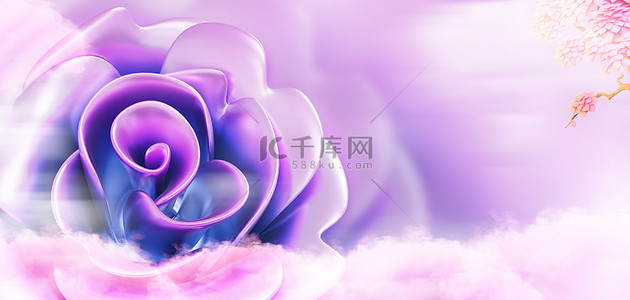 七夕玫瑰花紫色梦幻背景