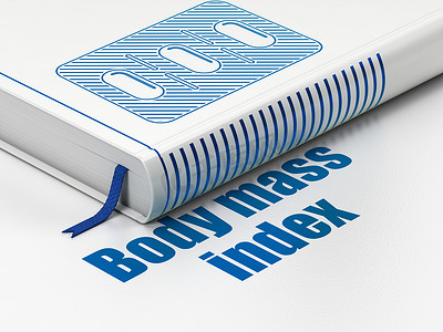 健康概念：书丸水泡，白色背景上的身体质量指数