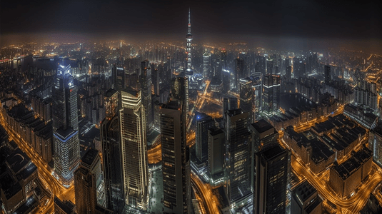 高楼俯视摄影照片_城市车流夜景