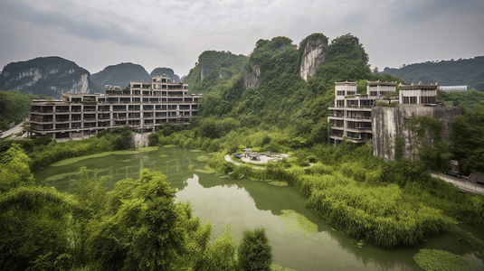 龙胜摄影照片_去旅行春季香山区龙胜温泉森林公园江底村青山公寓