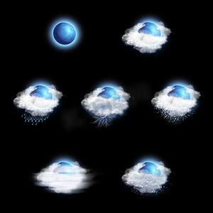 天气预报下雪摄影照片_天气预报图标集，月亮版