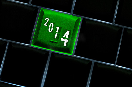 新年按钮摄影照片_新年倒计时 2014 概念与背光键盘