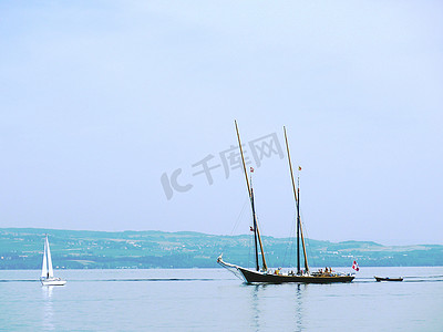 瑞士日内瓦湖上的古船