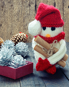冬天手工雪人摄影照片_圣诞装饰品，手工制作，圣诞节，雪人