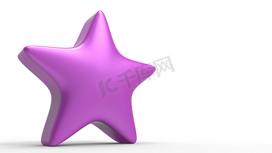 彩色背景上的 3d 紫色星。