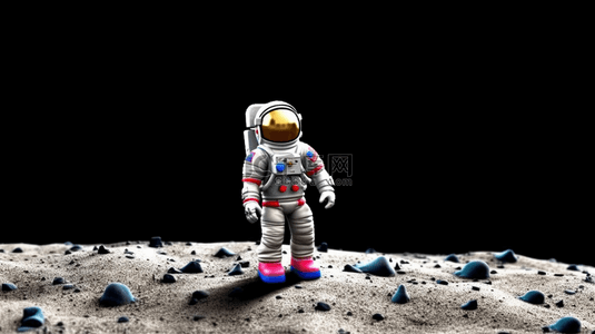 月球背景图片_航天航空宇航员在太空卡通插画