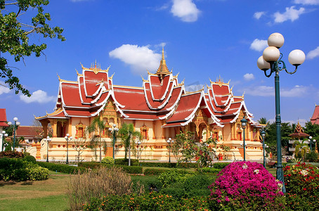 老挝万象 Pha That Luang 建筑群的寺庙