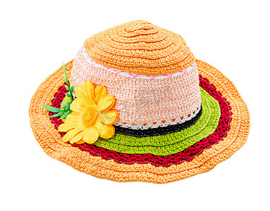 有花的五颜六色的羊毛帽子。