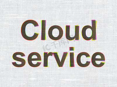 云技术概念： 织物纹理背景上的云服务