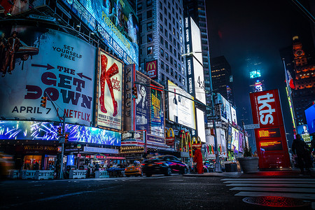 纽约夜景摄影照片_纽约时代广场夜景（TIMESSQUARE）