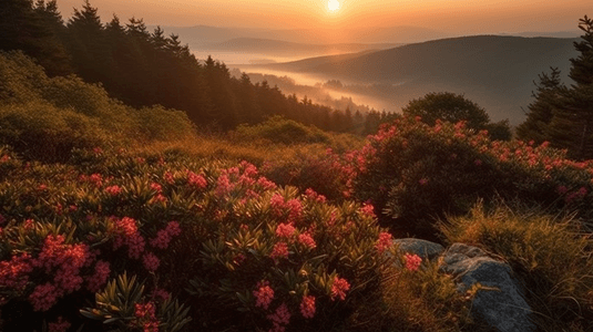 克莱因蓝动物摄影照片_清晨夏日山坡喀尔巴阡克霍诺拉乌兰