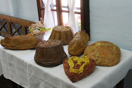 克罗地亚 Kumrovec 民族学博物馆的节日餐桌