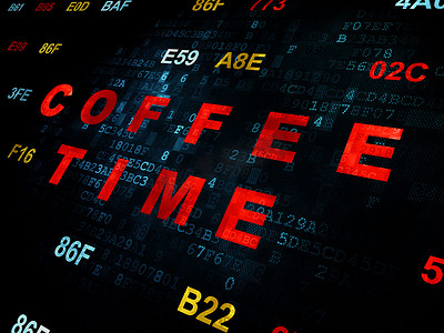 时间轴概念：数字背景上的咖啡时间