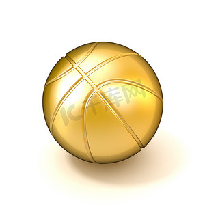 光泽球摄影照片_孤立在白色背景上的金色篮球球。 