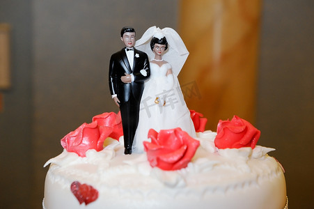 蛋糕上的新娘和新郎