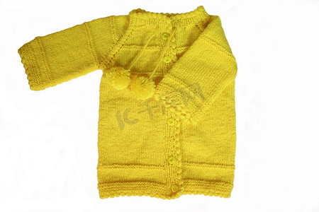 黄色手工婴儿开衫