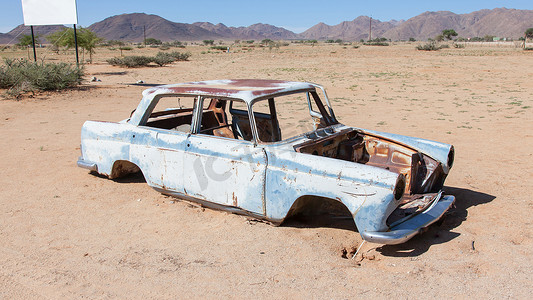 纳米布沙漠中的废弃汽车