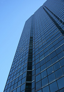 玻璃窗摄影照片_蓝色玻璃窗摩天大楼
