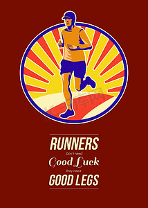 马拉松赛跑者复古海报