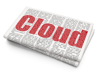 云技术概念： 报纸背景上的云
