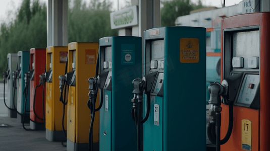 汽车加油站的汽车装满燃料液化石油气