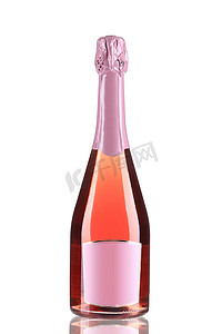 Botlle 粉红色水果香槟。