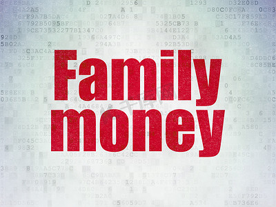银行概念：数字纸背景上的家庭资金