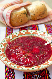 罗宋汤摄影照片_传统的乌克兰汤——红罗宋汤