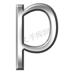 字母P图标摄影照片_3d 银色字母 p