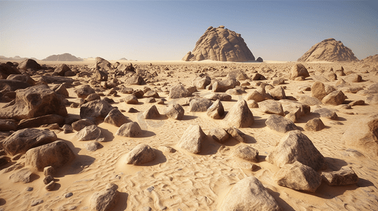 沙漠中的一大群岩石