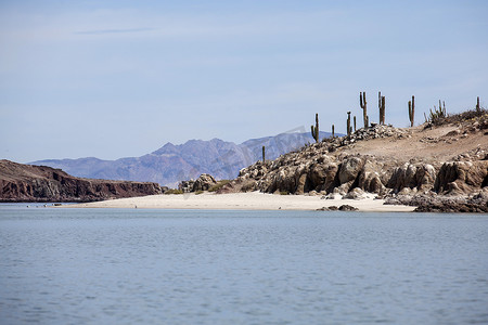 科尔特斯摄影照片_天使湾的大海、沙漠和海滩 - 下加利福尼亚州