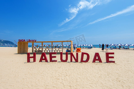 泰姬摄影照片_海云台海滩是釜山最受欢迎的海滩之一。