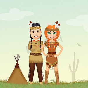 美国原住民印第安人夫妇