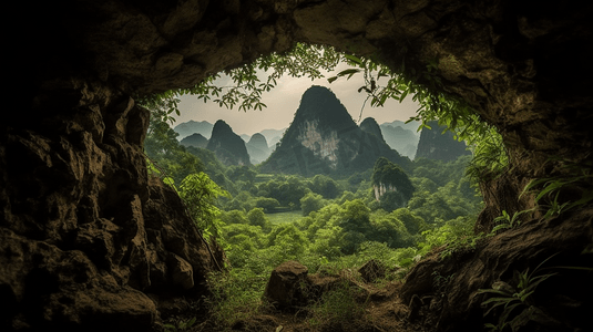 树洞洞风景摄影照片_阳朔月亮山的风景