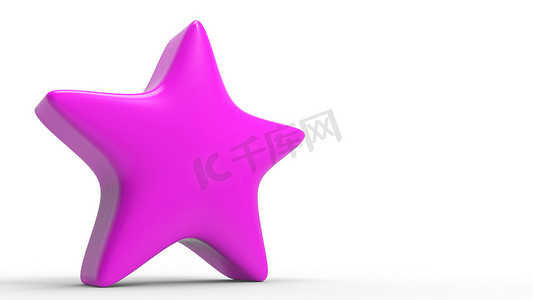 彩色背景上的 3d 紫色星。