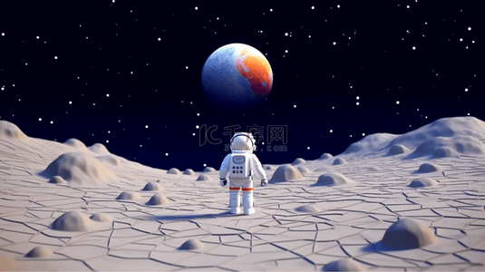 月球星球背景图片_航天航空宇航员太空卡通插画