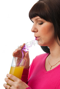女人喝果汁