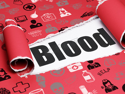 健康概念：在被撕破的纸片下的黑文本血