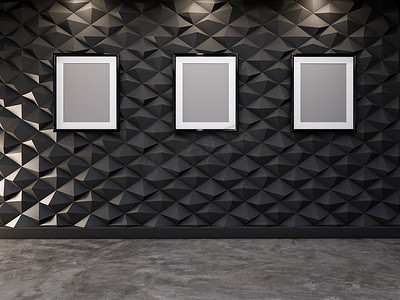 抽象 3d 装饰墙背景与空白图片框