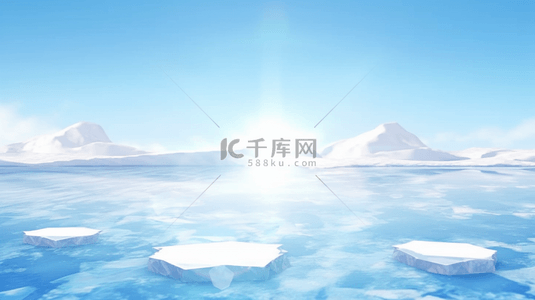 清爽夏季背景图片_夏天漂浮的冰块冰山