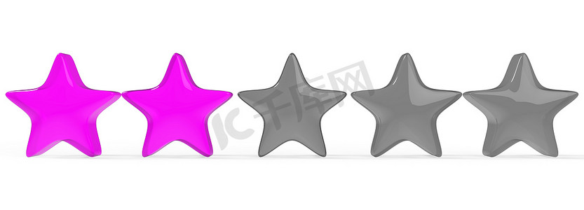 二星瓢虫摄影照片_3d 彩色背景上的两个紫色星。