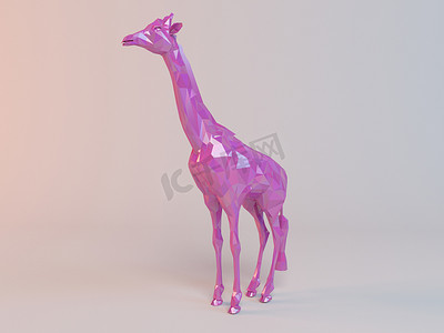 3D粉色低聚（长颈鹿）