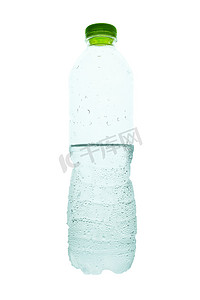 白色背景中小塑料瓶中的半水