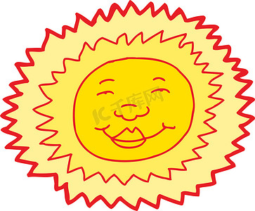 手绘太阳摄影照片_微笑的太阳头像