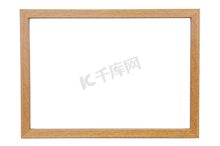 白色背景上的木制空相框