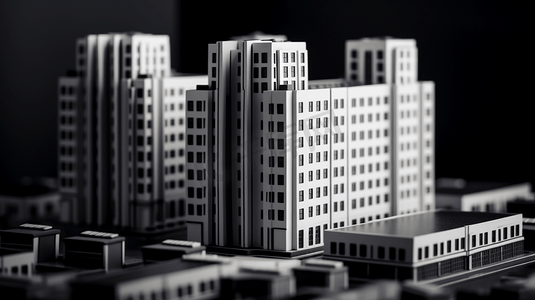 黑白建筑比例模型