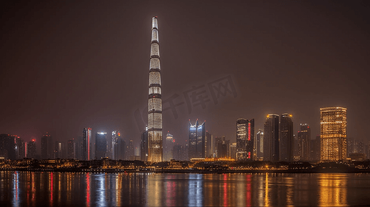 广州地标广州塔灯光秀夜景摄影图片