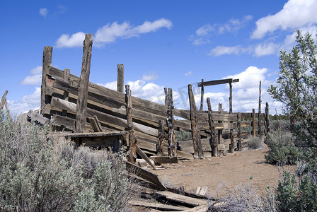 俄勒冈州中部沙漠的旧牛槽