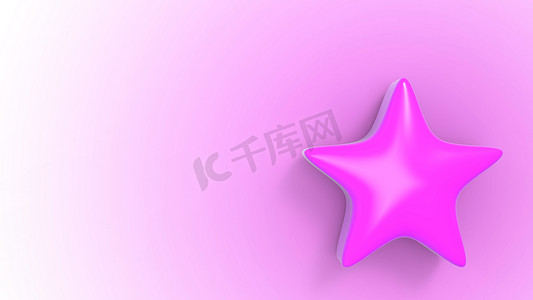 星紫色背景摄影照片_彩色背景上的 3d 紫色星。