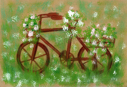 一辆旧自行车的手绘图。